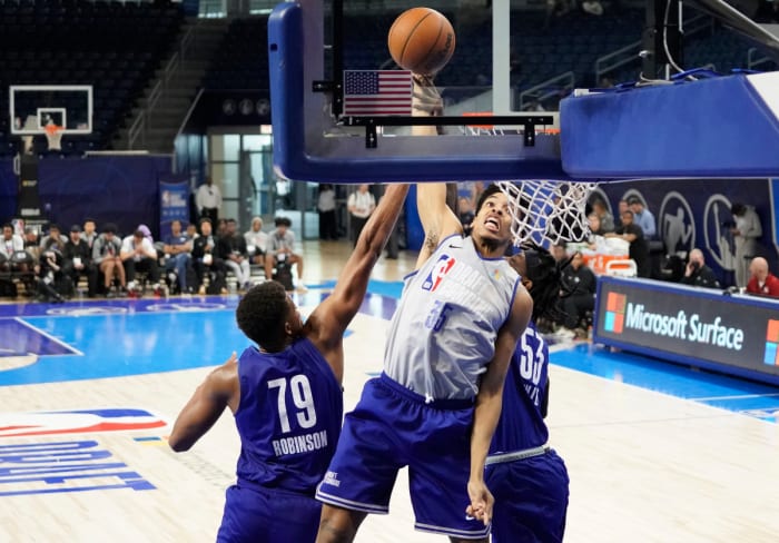 Josh Minott (35) participates in the 2022 NBA Draft Combine at Wintrust Arena.